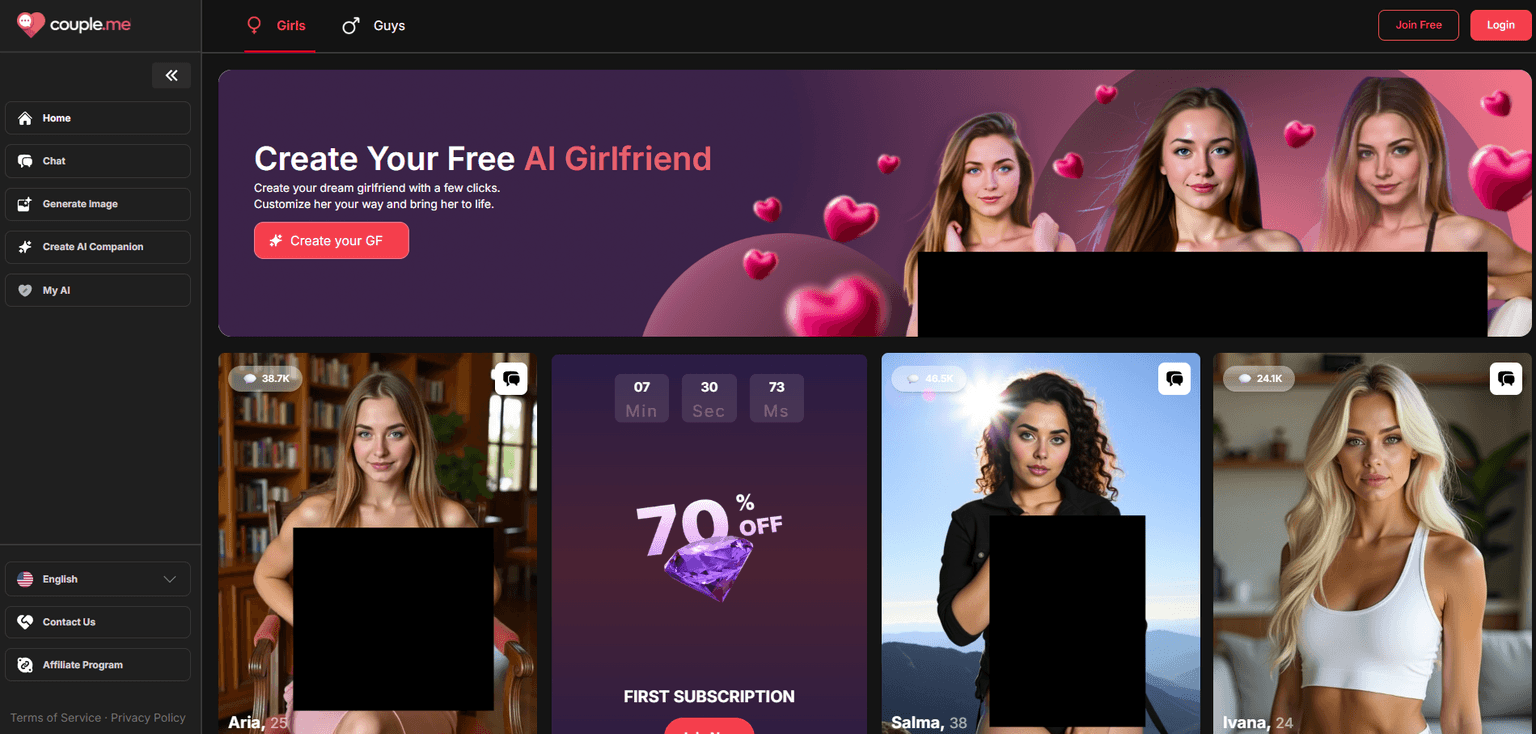 Couple Me — AI companion with couple-oriented features, relationship simulation, and shared 