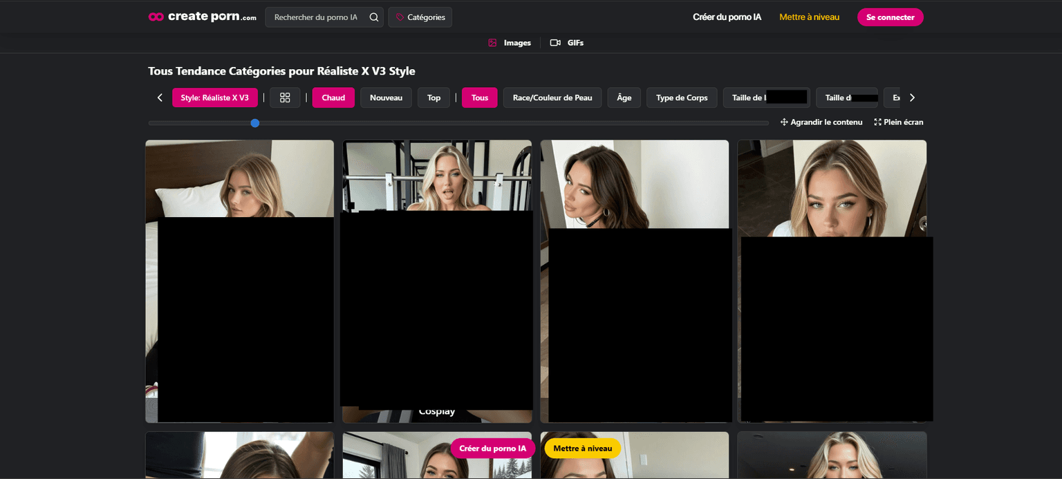 Create Porn — AI porn image generator with dozens of artistic styles, thousands of tags, GIF c