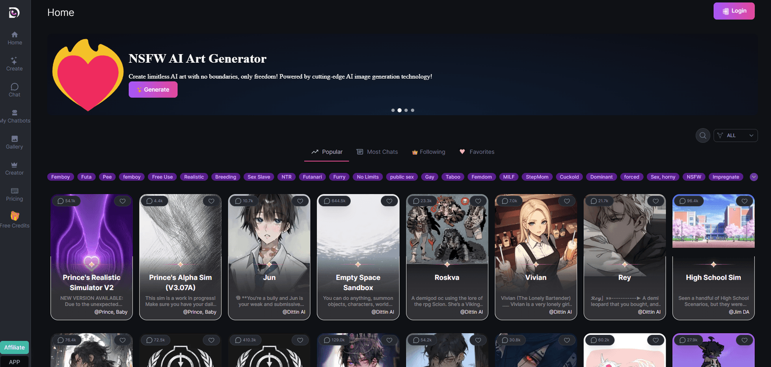 Dittin Ai — AI character chat platform for creative writing and roleplay with custom persona