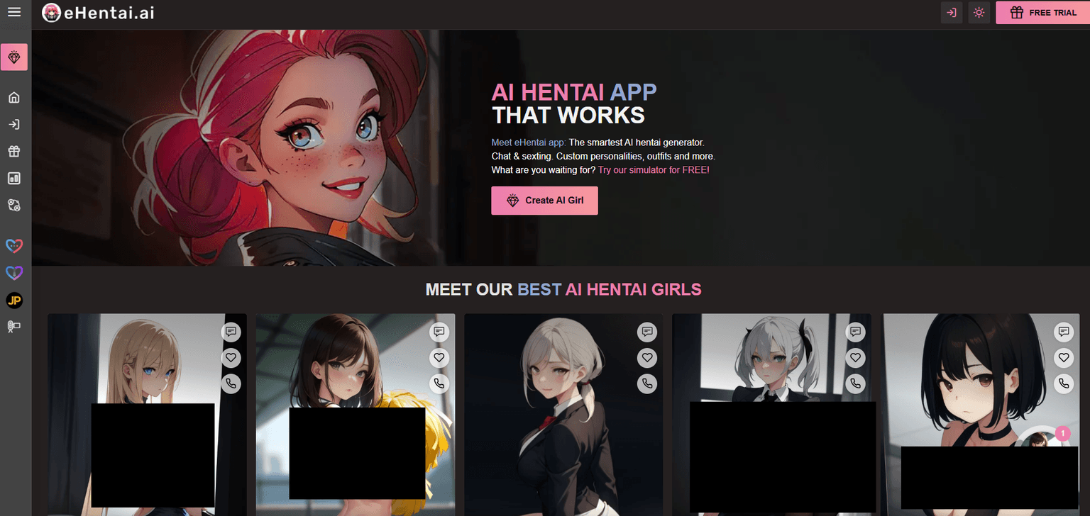 eHentai — AI girlfriend platform with real-time photo generation, voice messages, sexting,