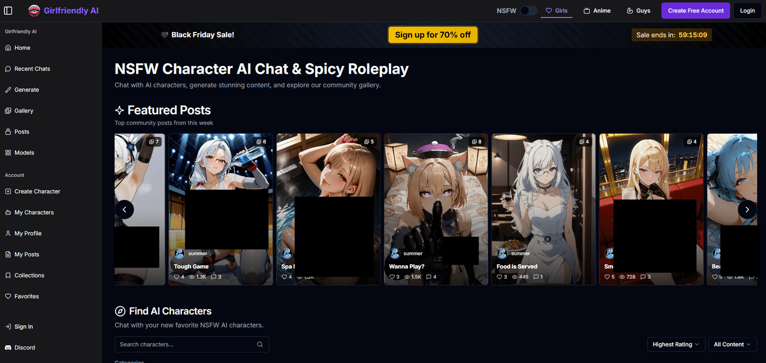 Girlfriendly Ai — AI girlfriend chat platform with friendly, accessible interface, character custo