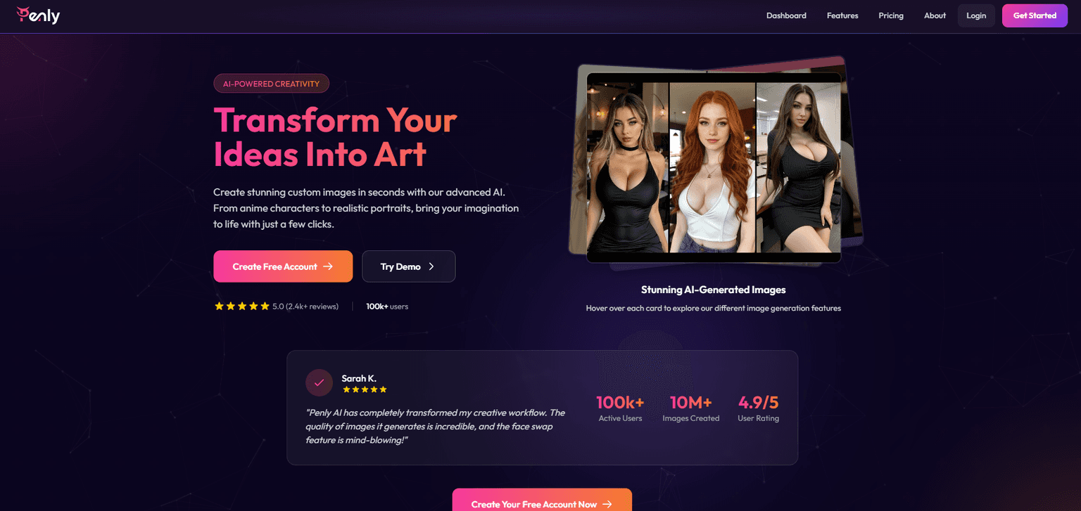 Penly — AI image generator for creating realistic and artistic NSFW content with advance
