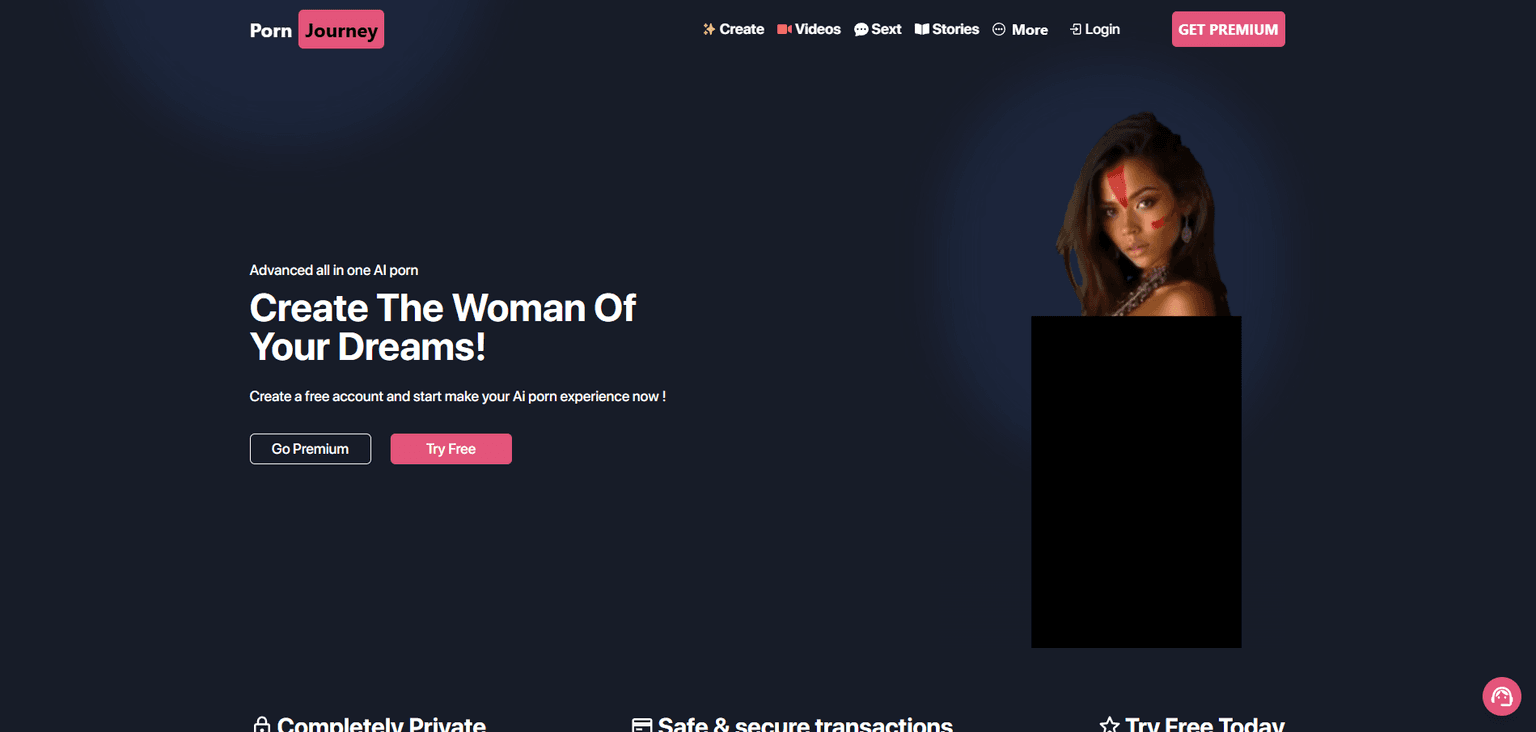 Porn Journey — Multi-format AI porn generator with image, video, sexting chat, story creation, 