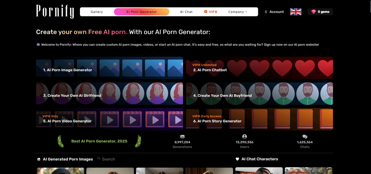 Pornify — AI porn generator with realistic and anime image creation, face swap, inpainting