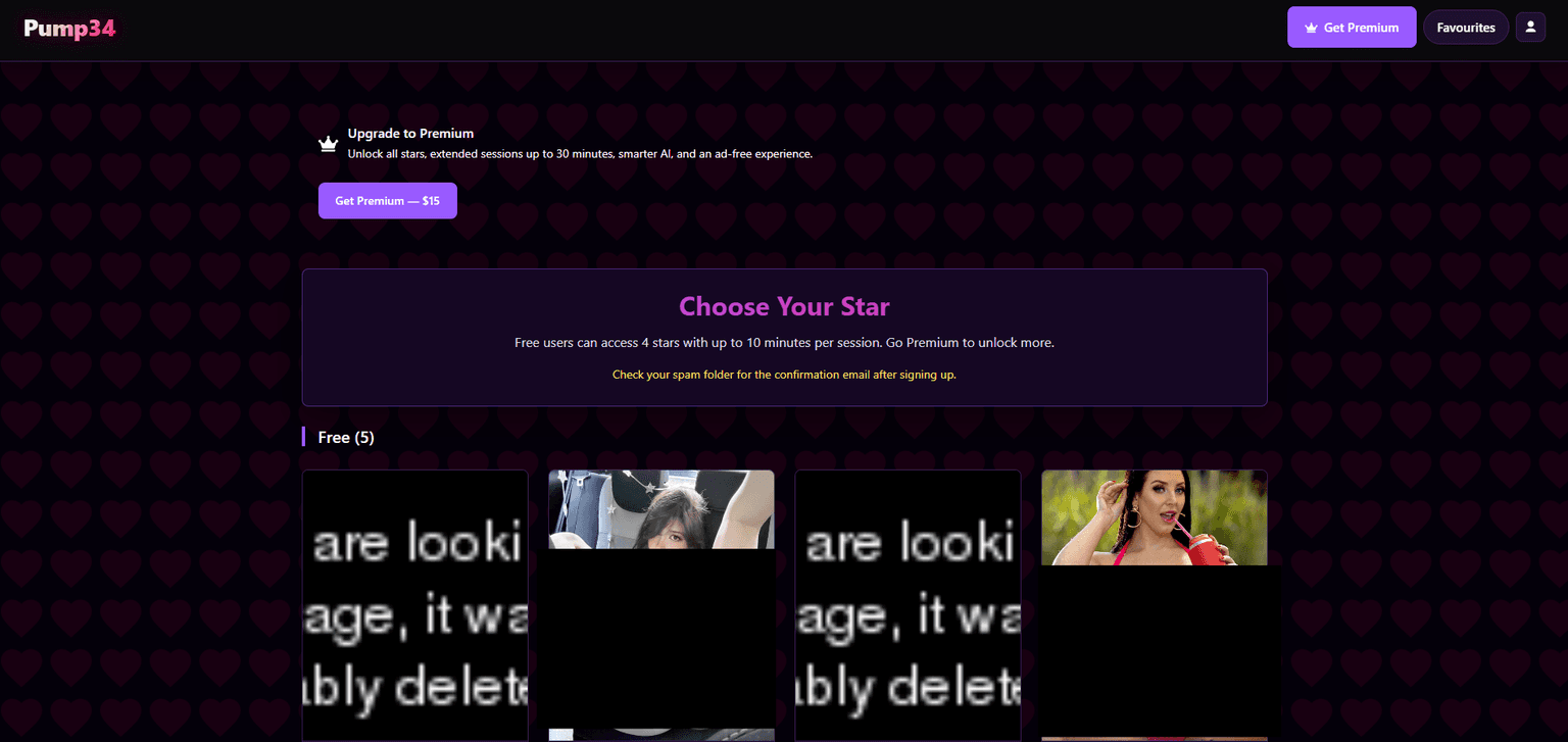 Pump 34 — AI-powered adult content platform with image generation, chat, and explicit cont