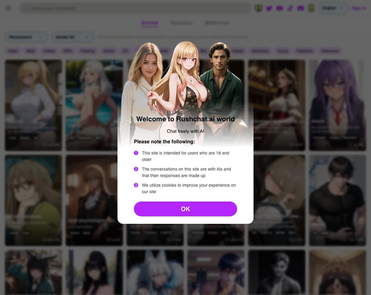 Rushchat AI — Fastest-growing NSFW chatbot with cross-platform apps, 130% traffic growth, and 