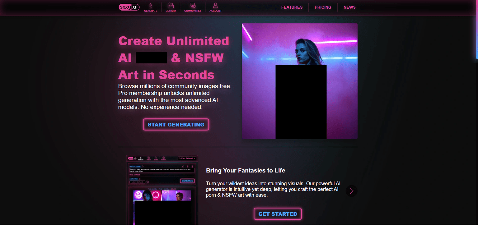 Sexy AI — AI image generator focused on realistic sexy images with customizable poses, out
