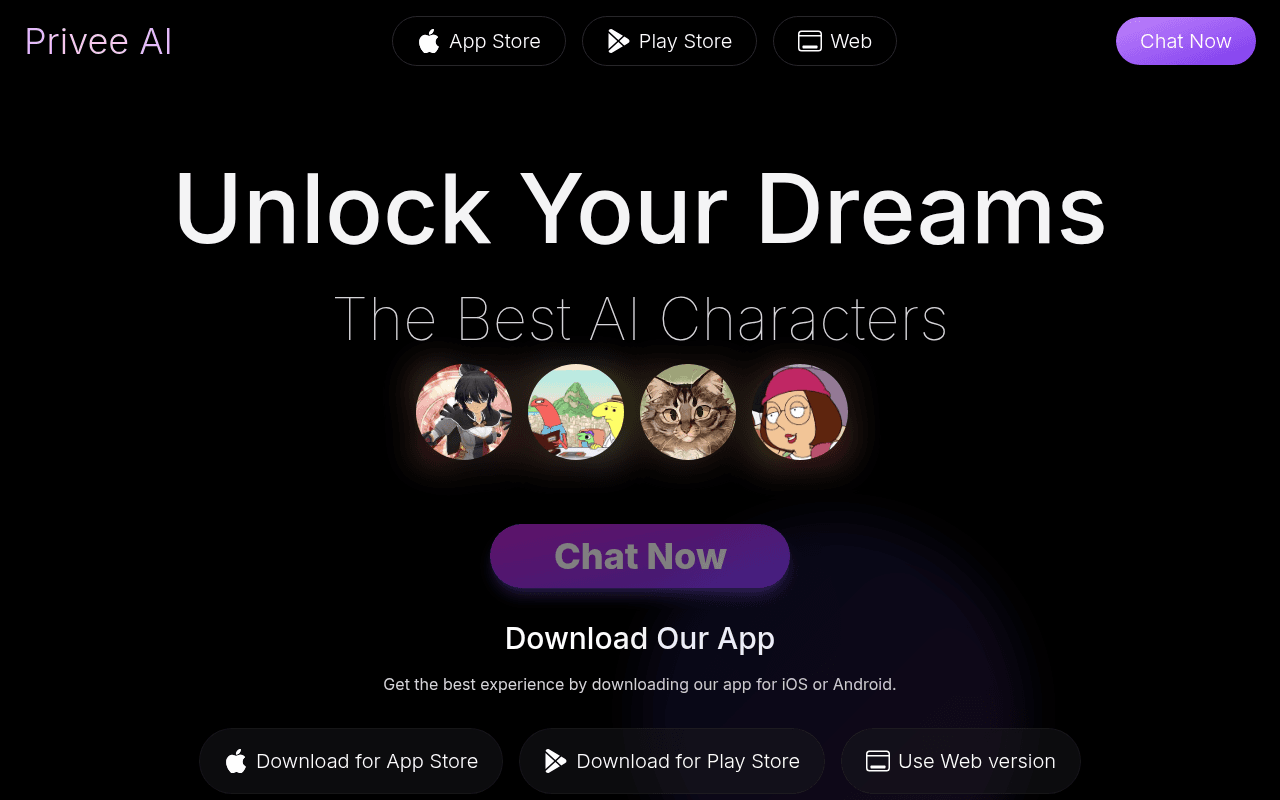 Privee AI — A thriving hive of AI chatbots for exploring fantasies, with character creation 