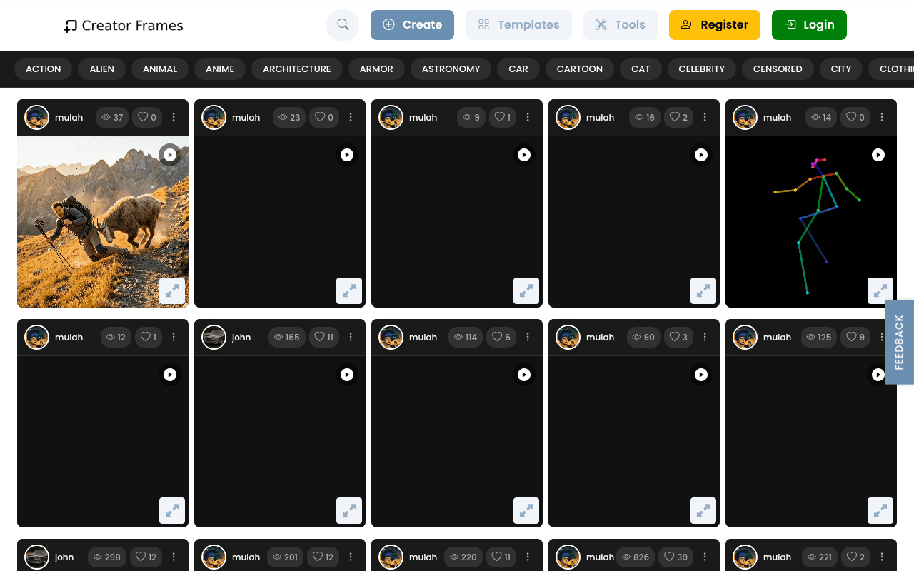 CreatorFrames — product screenshot
