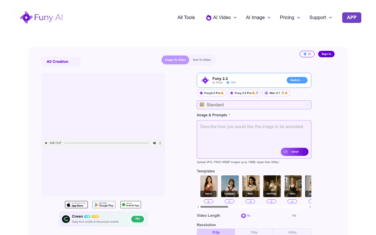Funy AI: Video, Image — product screenshot